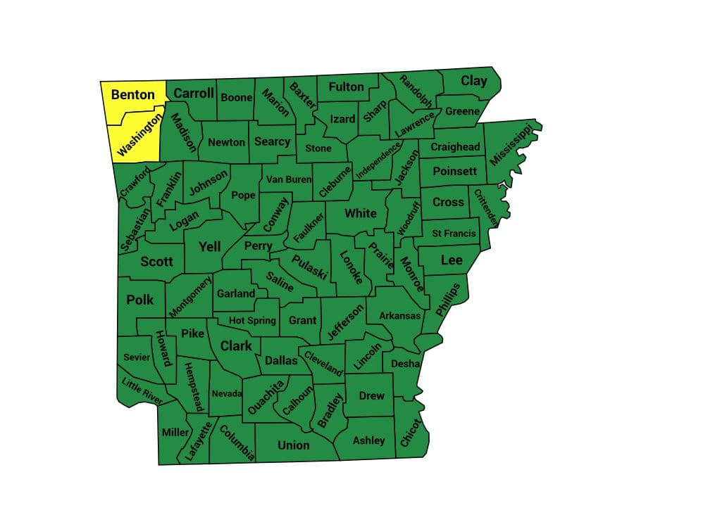 Seth Keshel County Trend Map for Arkansas
