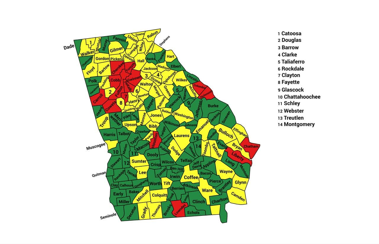 Seth Keshel County Trend Map for Georgia