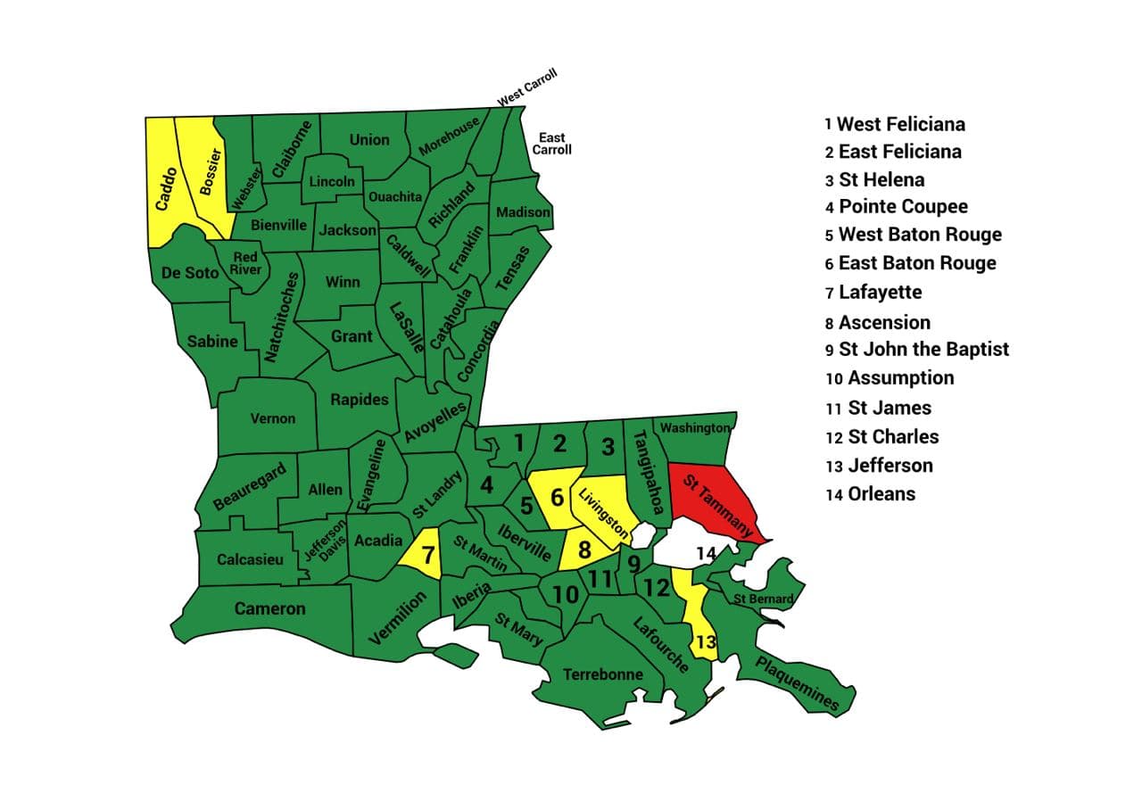 Seth Keshel County Trend Map for Louisiana