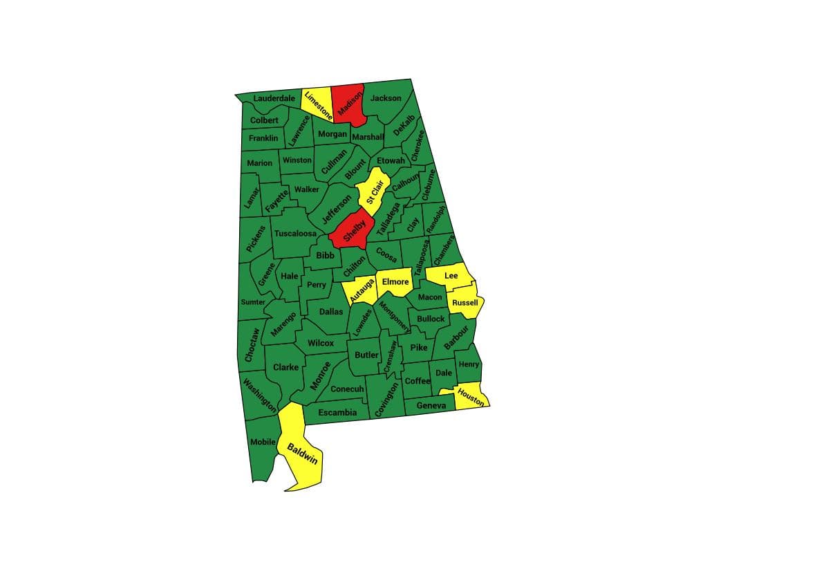 Seth Keshel County Trend Map for Alabama
