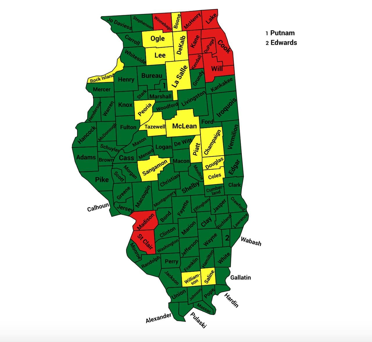 Seth Keshel County Trend Map for Illinois