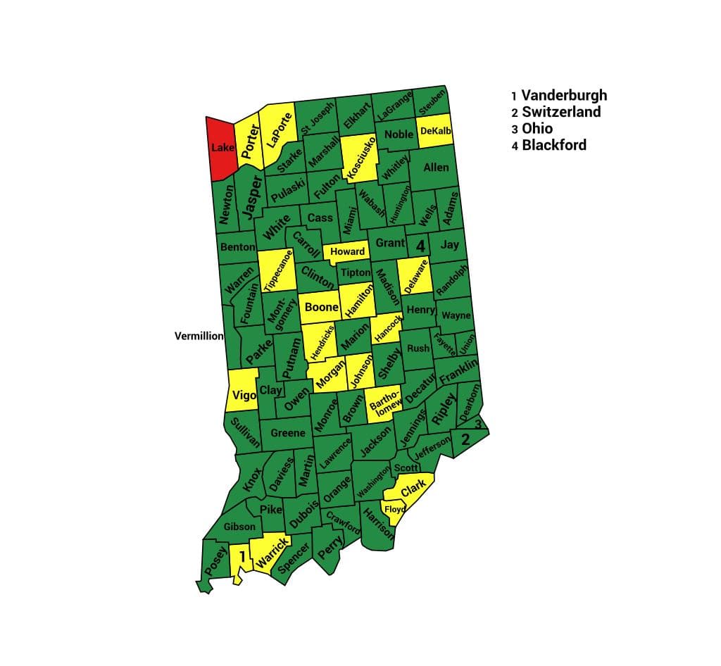 Seth Keshel County Trend Map for Indiana