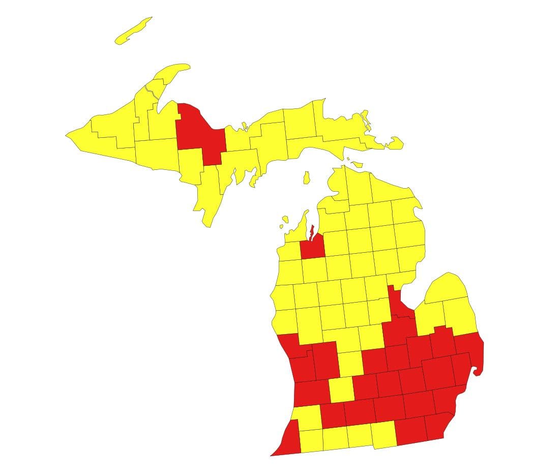 Seth Keshel County Trend Map for Michigan
