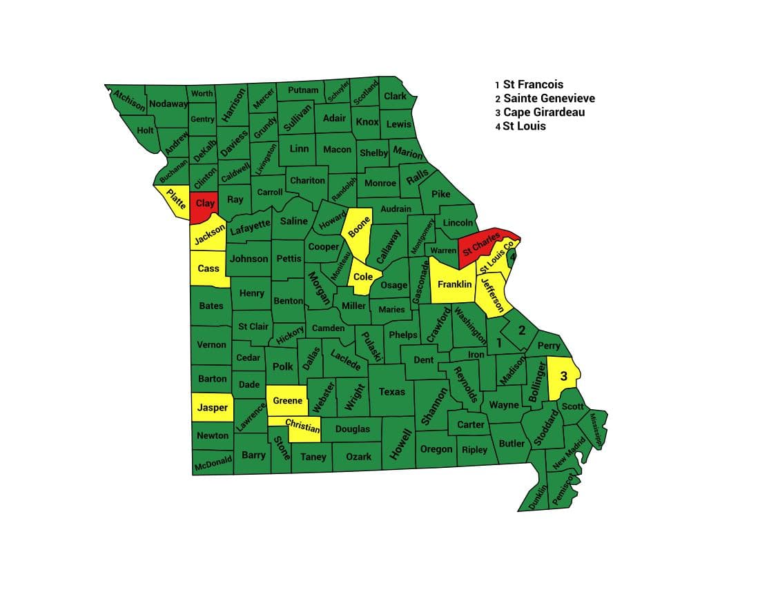 Seth Keshel County Trend Map for Missouri