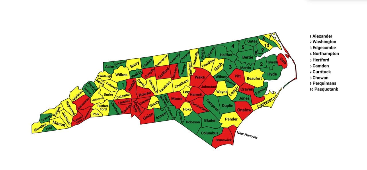 Seth Keshel County Trend Map for North Carolina