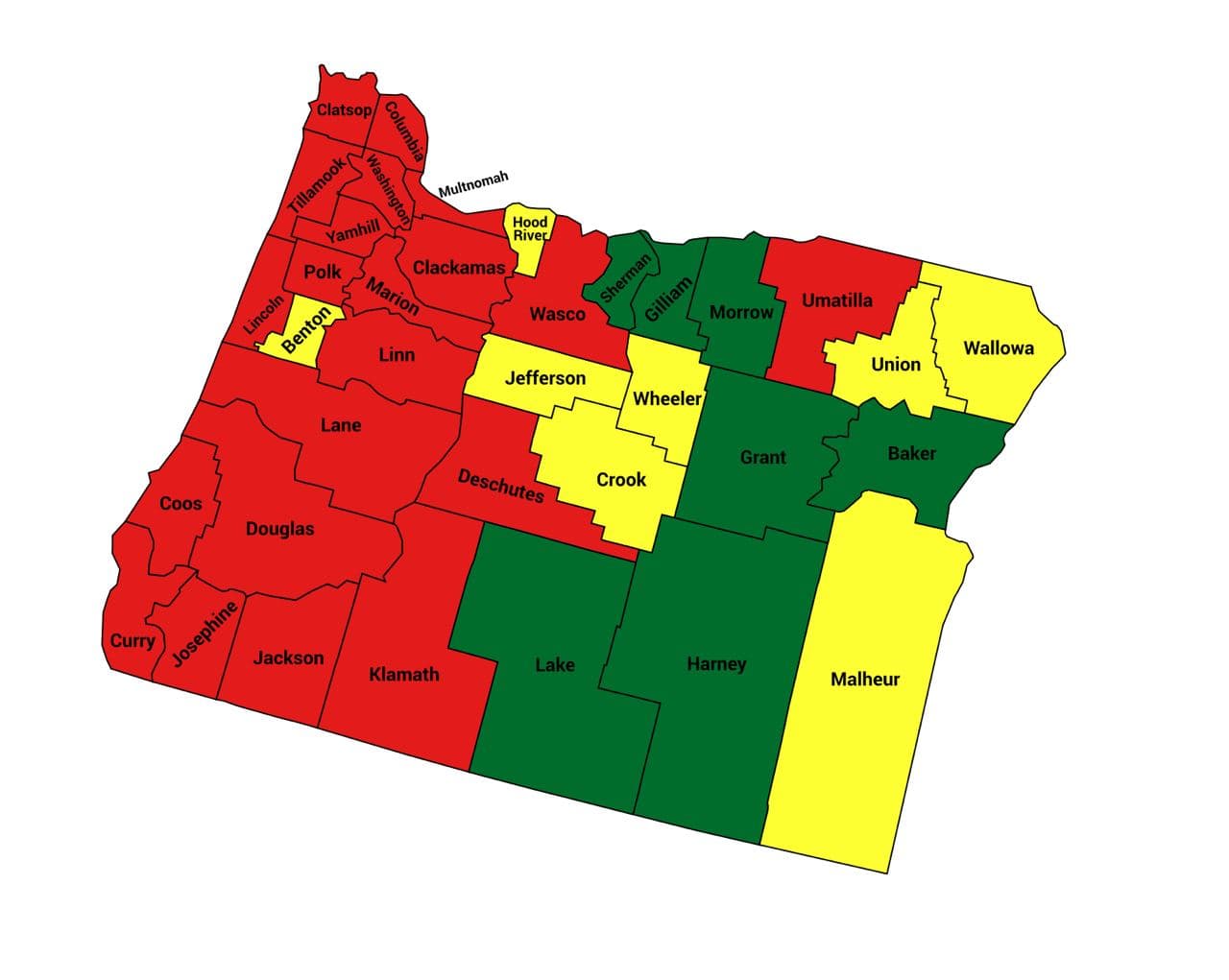 Seth Keshel County Trend Map for Oregon