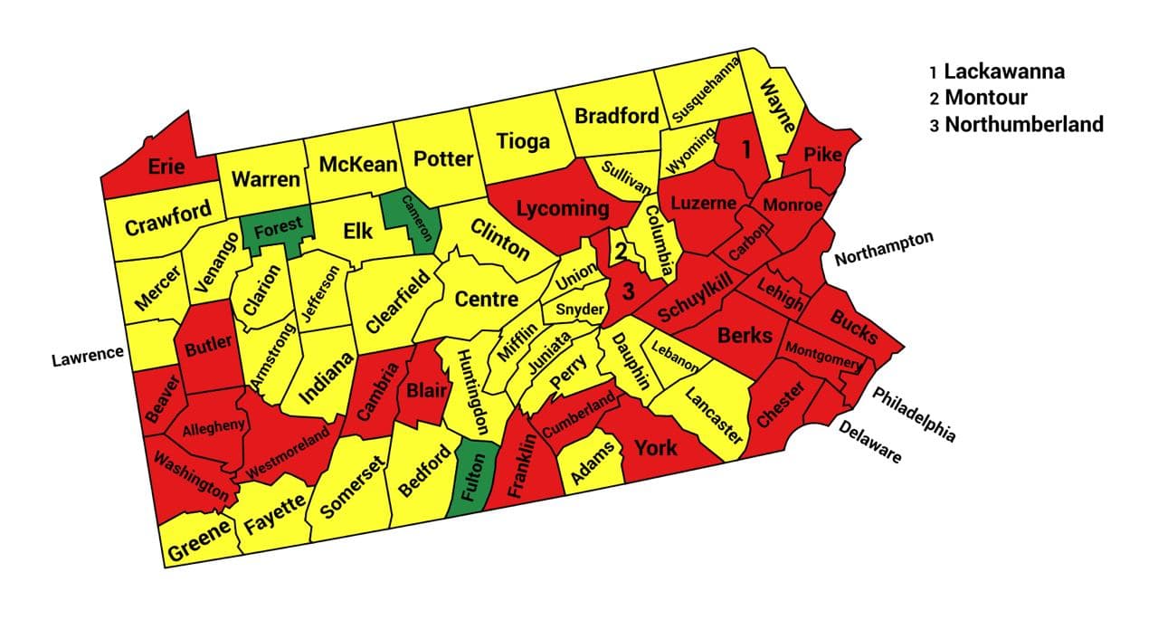 Seth Keshel County Trend Map for Pennsylvania