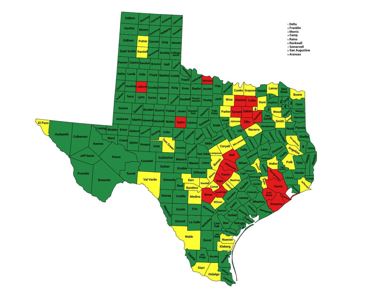 Seth Keshel County Trend Map for Texas